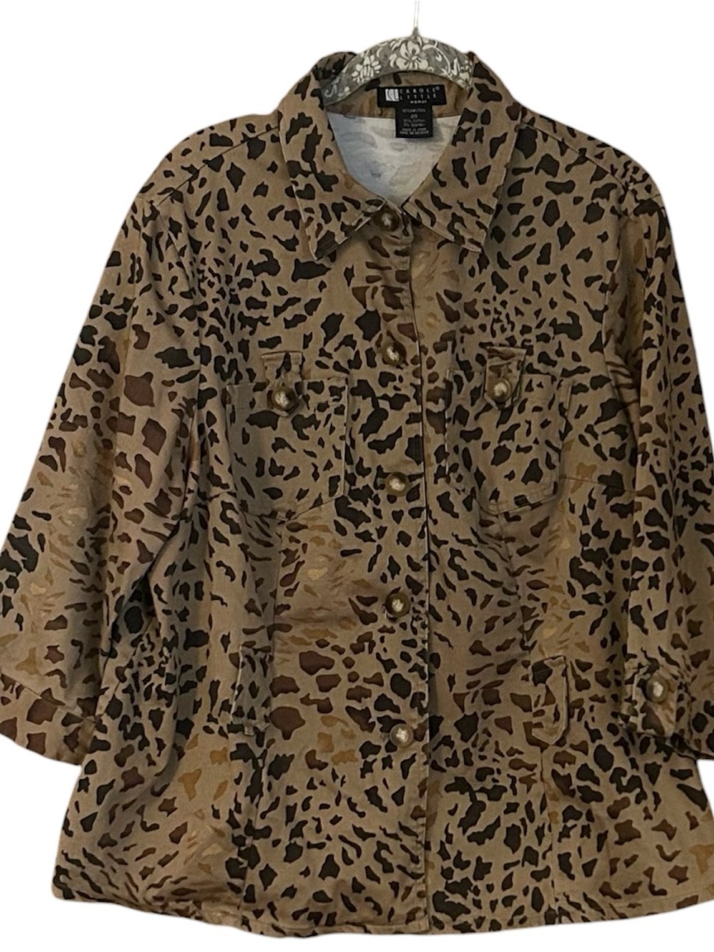 Carol Little Women’s  Leopard Print Button-Front Jacket - Tan & Black Size 20